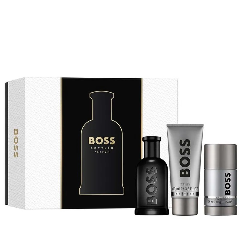 72322791725024111 Boss Bottled zestaw perfumy spray 100ml + dezodorant sztyft 75ml + żel pod prysznic 100ml - obrazek 1