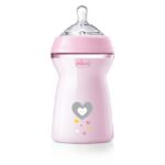 NaturalFeeling butelka plastikowa ze smoczkiem silikonowym przepływ szybki 6m+ Różowa 330ml