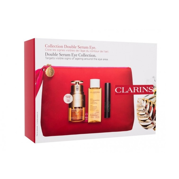 73658761674635965 Double Serum Eye Collection zestaw Double Serum Eye serum pod oczy 20ml + Total Cleansing Oil olejek myjący do twarzy 50ml + Mini Supra Lift & Curl Mascara tusz do rzęs 8ml + kosmetyczka - obrazek 1