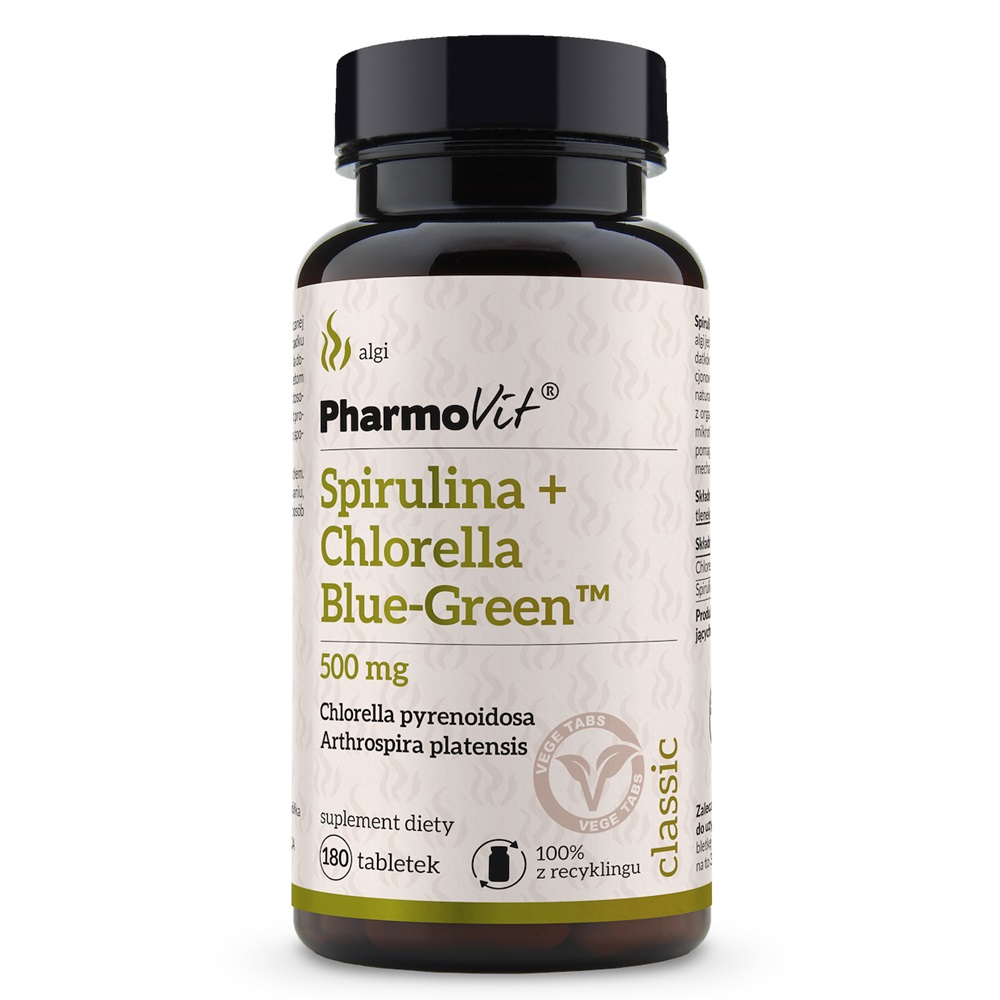 73805721746621928 Spirulina + Chlorella Blue-Green suplement diety 180 tabletek - obrazek 1