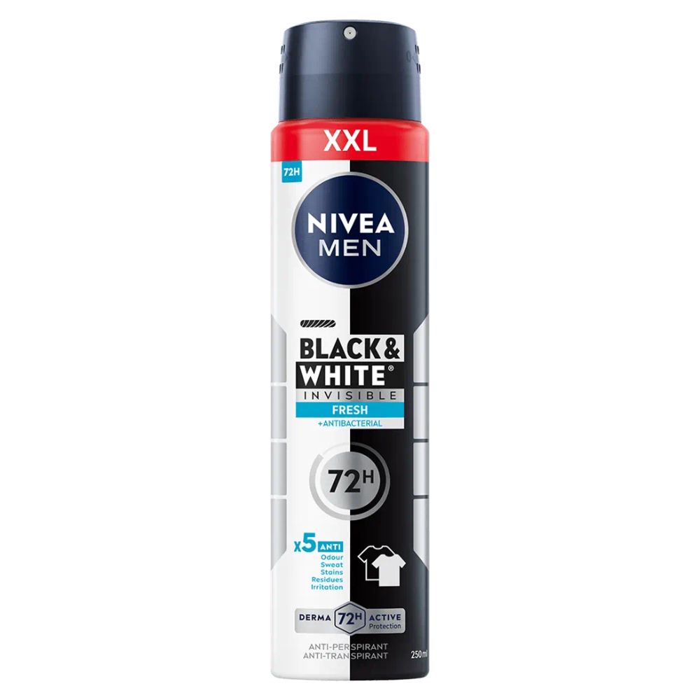 7438721753904991 Men Black&White Invisible Fresh antyperspirant spray 250ml - obrazek 1