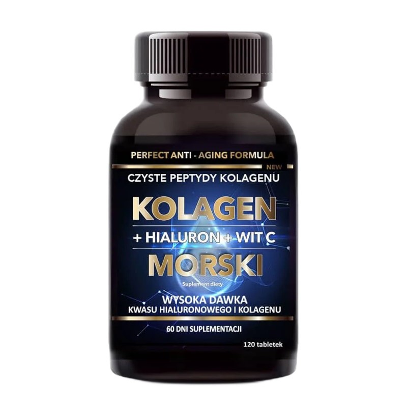74485151720089123 Kolagen Morski i Hialuron i Witamina C suplement diety 120 tabletek - obrazek 1