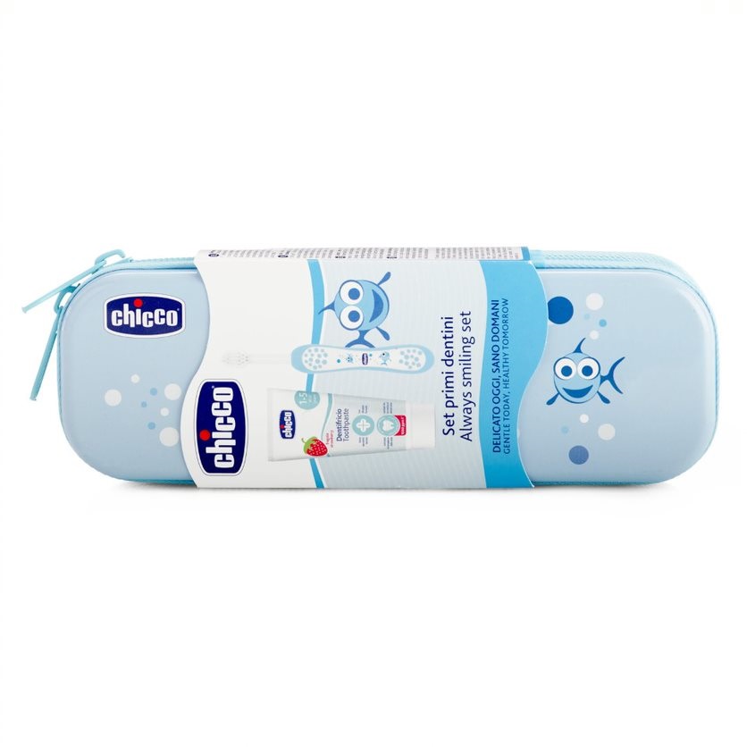 74927191663316098 Always Smiling Set zestaw pasta z fluorem + szczoteczka do zębów + etui 1-5l Niebieski - obrazek 1