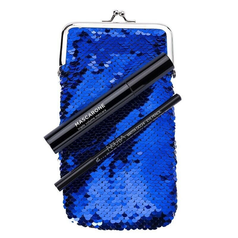 75066881680752589 Eye'M Set zestaw Mascarone Triple Volume Mascara tusz do rzęs + Eye Pencil kredka do oczu + Blu-Lux Glasses Case cekinowe etui - obrazek 1