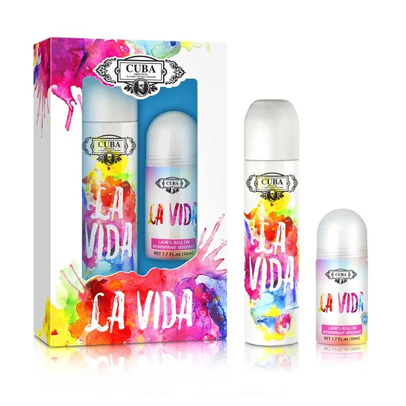 75206771681825827 Cuba La Vida For Women zestaw woda perfumowana spray 100ml + dezodorant w kulce 50ml - obrazek 1