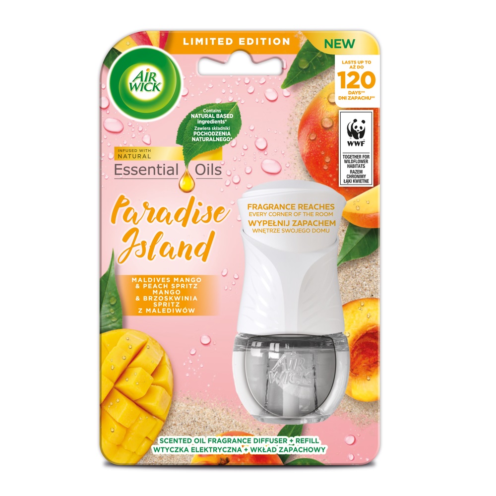 75586891648808507 Paradise Island elektryczny odświeżacz powietrza i wkład Mango i Brzoskwinia Spritz z Malediwów 19ml - obrazek 1