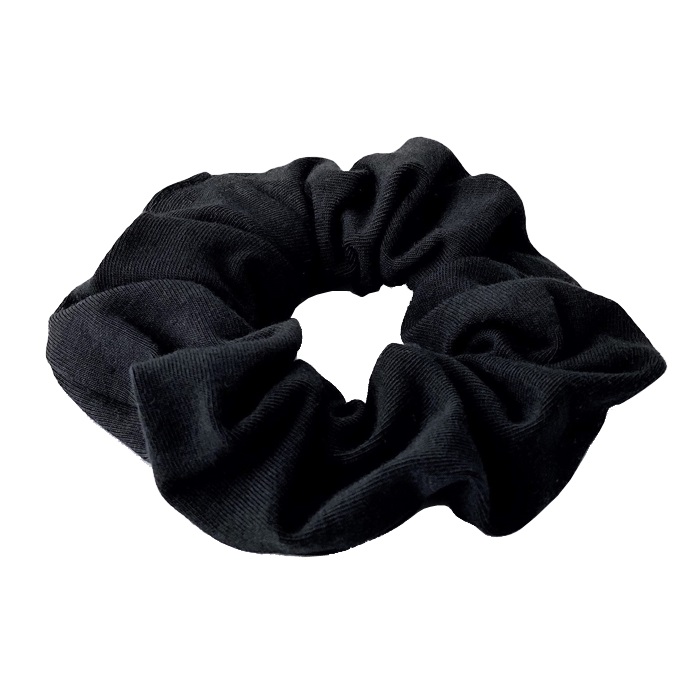 76061871628091886 Bawełniana Scrunchie gumka do włosów Czarna - obrazek 1