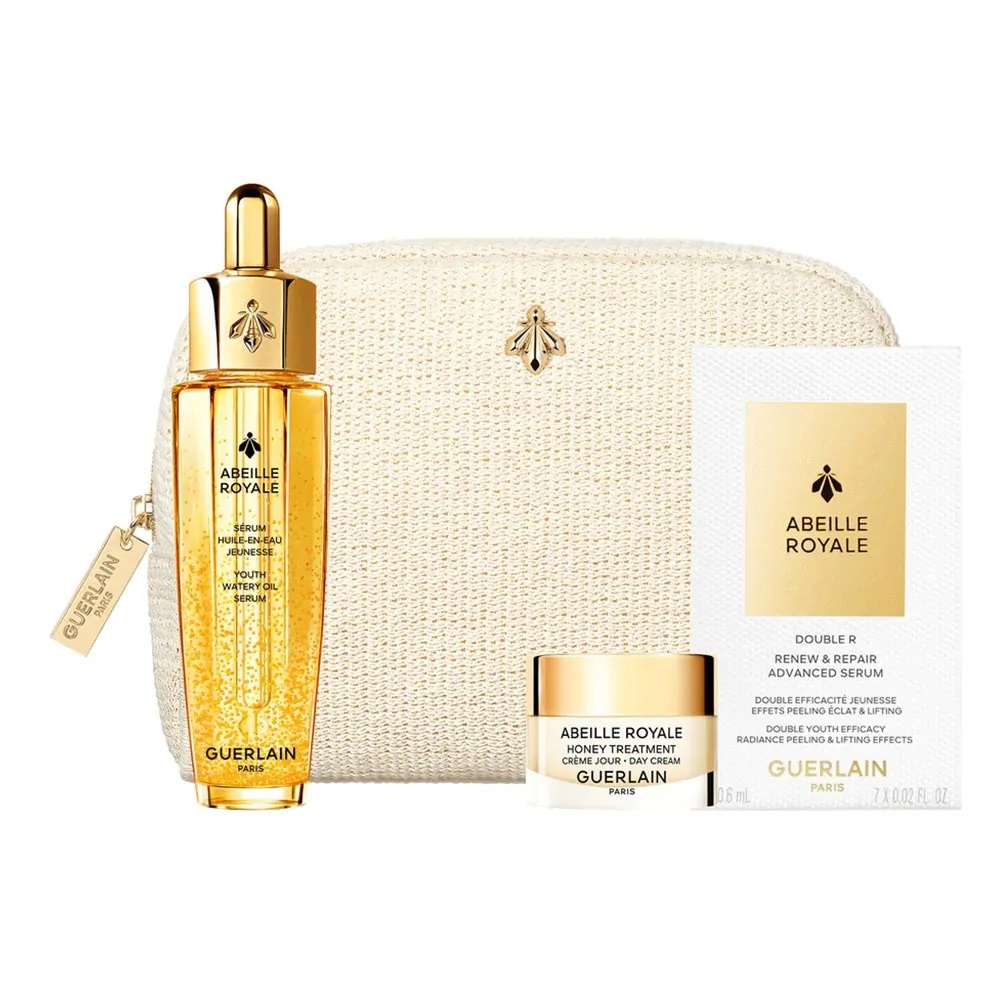 76223261760099500 Abeille Royale Youth Watery Oil Serum Set zestaw krem na dzień 7ml + serum do twarzy 30ml + serum o podwójnej skuteczności 7x0.6ml + kosmetyczka - obrazek 1