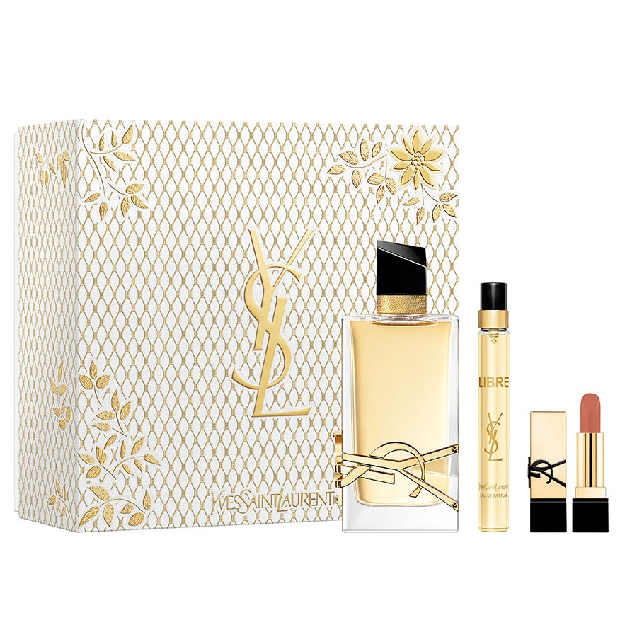 76249411730089712 Libre Pour Femme zestaw woda perfumowana spray 90ml + woda perfumowana spray 10ml + pomadka do ust 1.3g - obrazek 1