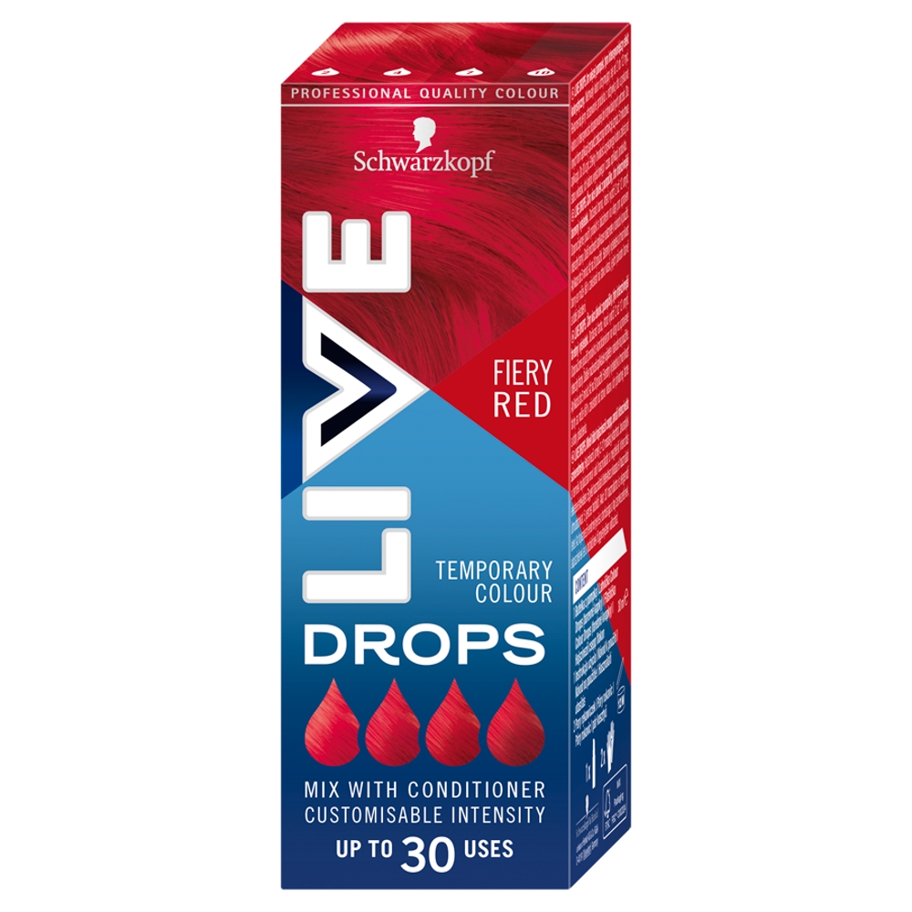 76275921748361315 Live Drops krople do nietrwałej koloryzacji włosów Fiery Red 30ml - obrazek 1