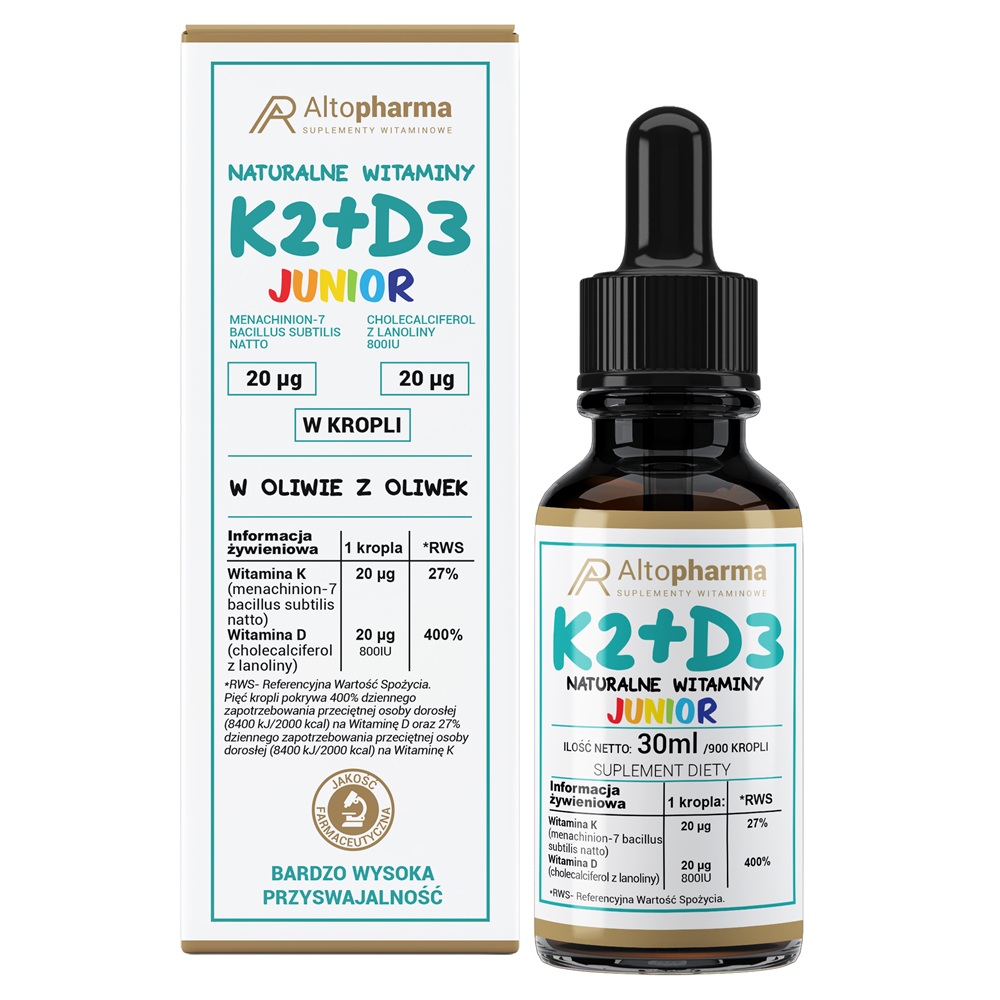 76490161758607222 Junior Naturalne Witaminy K2+D3 suplement diety w kroplach 30ml - obrazek 1