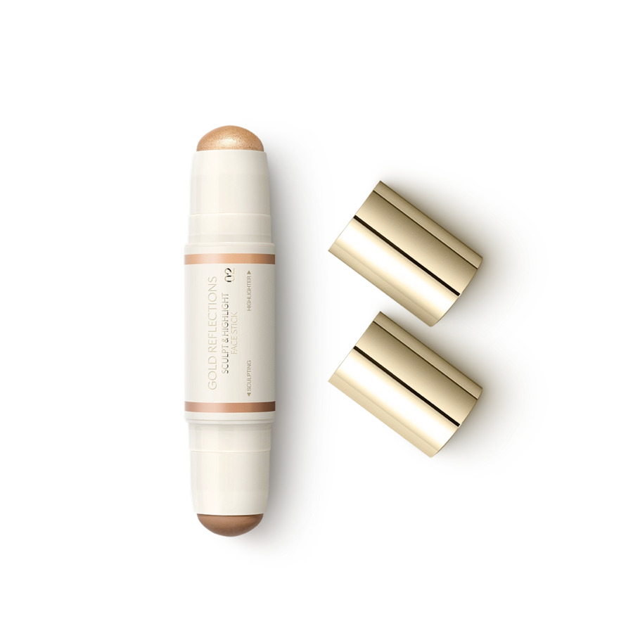 76653581716897107 Gold Reflections Sculpt & Highlight Face Stick matowy bronzer i rozświetlacz w sztyfcie 02 Medium &Gold 13g - obrazek 1