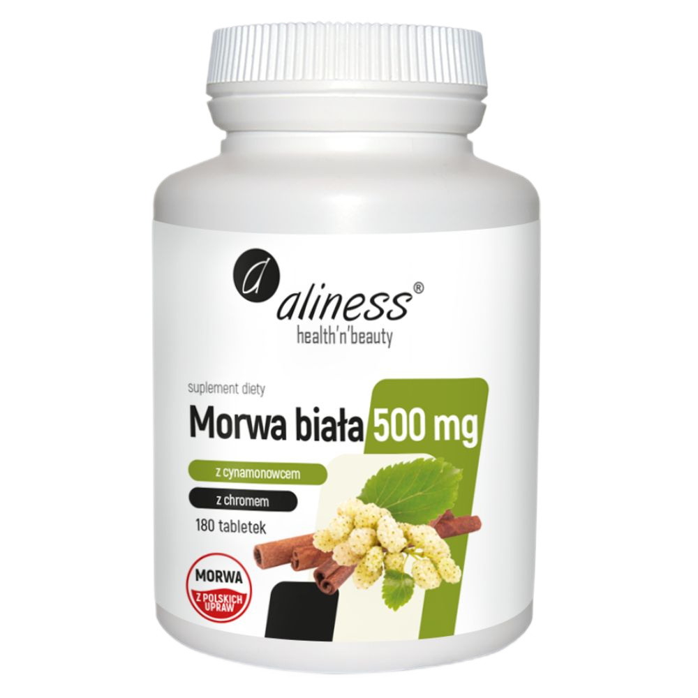 76699771763703611 Morwa biała 4:1 z cynamonowcem i chromem 500 mg suplement diety 180 tabletek - obrazek 1