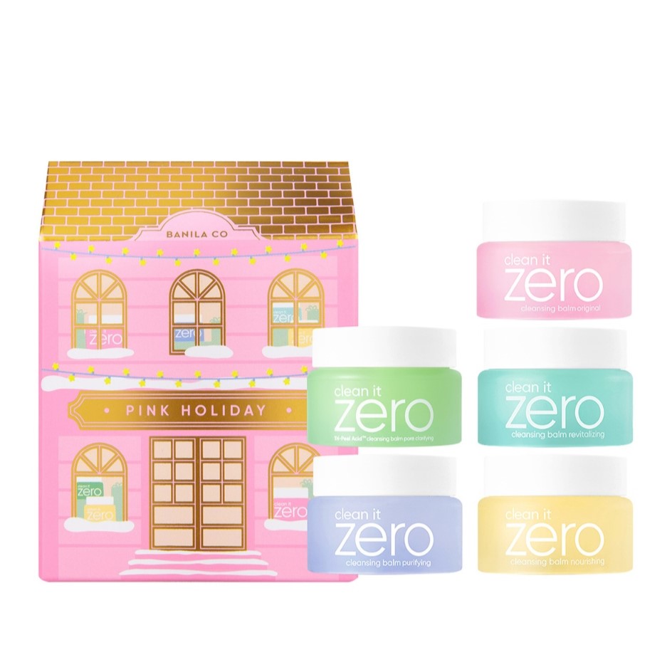 Banila Co Pink Wonderland Cleansing Set 8809759907514a - 3 Clean it Zero Pink Wonderland zestaw oczyszczających balsamów do twarzy 5x7ml - obrazek 1