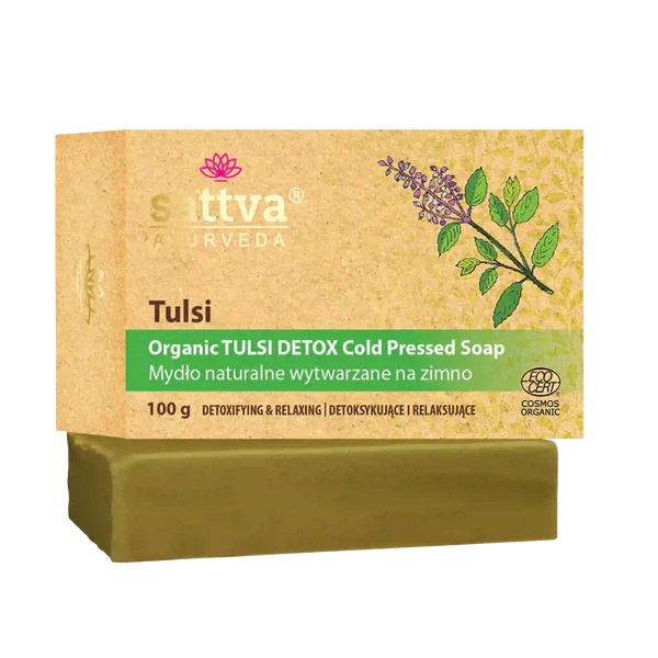 77428721749462187 Organiczne mydło wytwarzane na zimno Tulsi 100g - obrazek 1