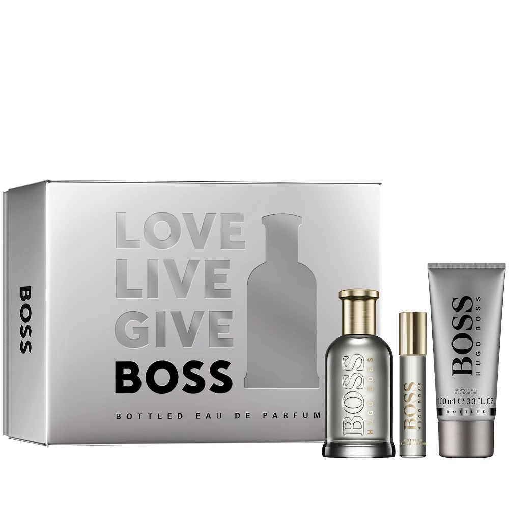 77566341668074668 Boss Bottled zestaw woda perfumowana spray 100ml + woda perfumowana spray 10ml + żel pod prysznic 100ml - obrazek 1