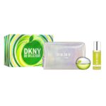 DKNY Be Delicious zestaw woda perfumowana spray 100ml + mgiełka do ciała 125ml + kosmetyczka