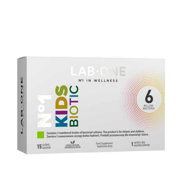 7779641689573621 N°1 KidsBiotic probiotyk suplement diety podnoszący odporność dzieci 15 saszetek - obrazek 1