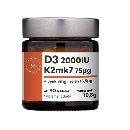78024591752655645 Witamina D3 2000 IU + K2 + Cynk + Selen suplement diety 90 tabletek - obrazek 1