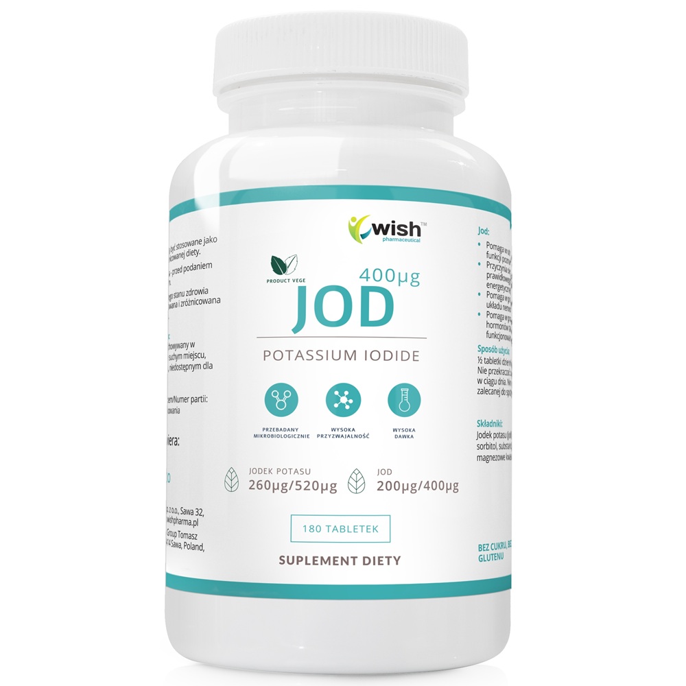 78264281748247093 Jod Jodek Potasu 400mcg suplement diety 180 tabletek - obrazek 1