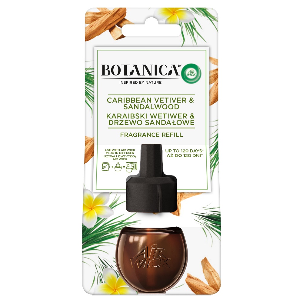 78325411618549926 Botanica wkład do elektrycznego odświeżacza Karaibski Wetiwer & Drzewo Sandałowe 19ml - obrazek 1
