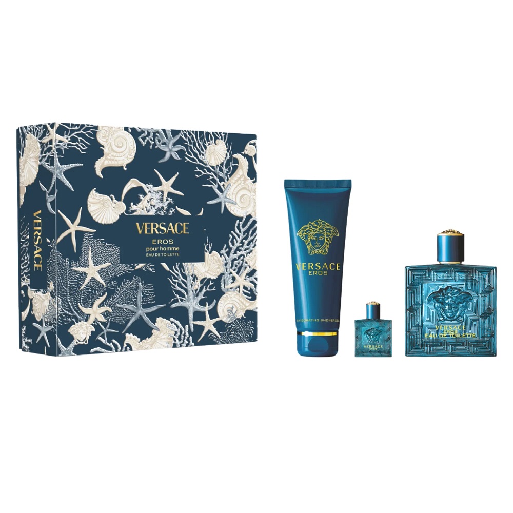78377051761401095 Eros Pour Homme zestaw woda toaletowa spray 100ml + żel pod prysznic 150ml + woda toaletowa 5ml - obrazek 1