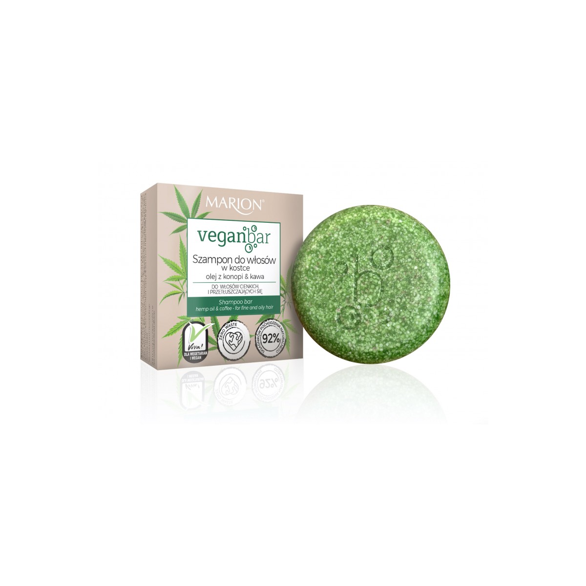 78562971624421216 Veganbar szampon do włosów cienkich i przetłuszczających się w kostce Olej z Konopi & Kawa 50g - obrazek 1