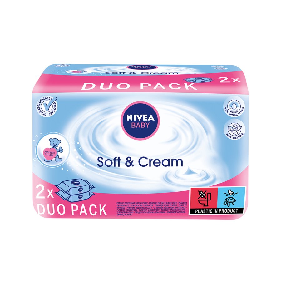 78828401662092844 Baby Soft & Cream chusteczki oczyszczające duopack 2x63szt. - obrazek 1