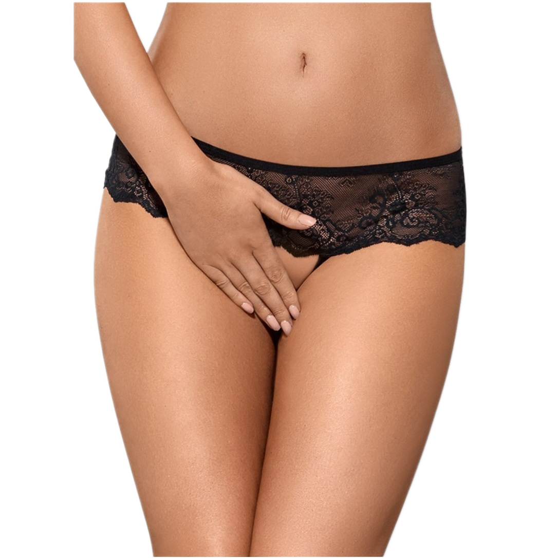 7892221712821211 Merossa Crotchless Panties figi otwarte Black XXL - obrazek 1