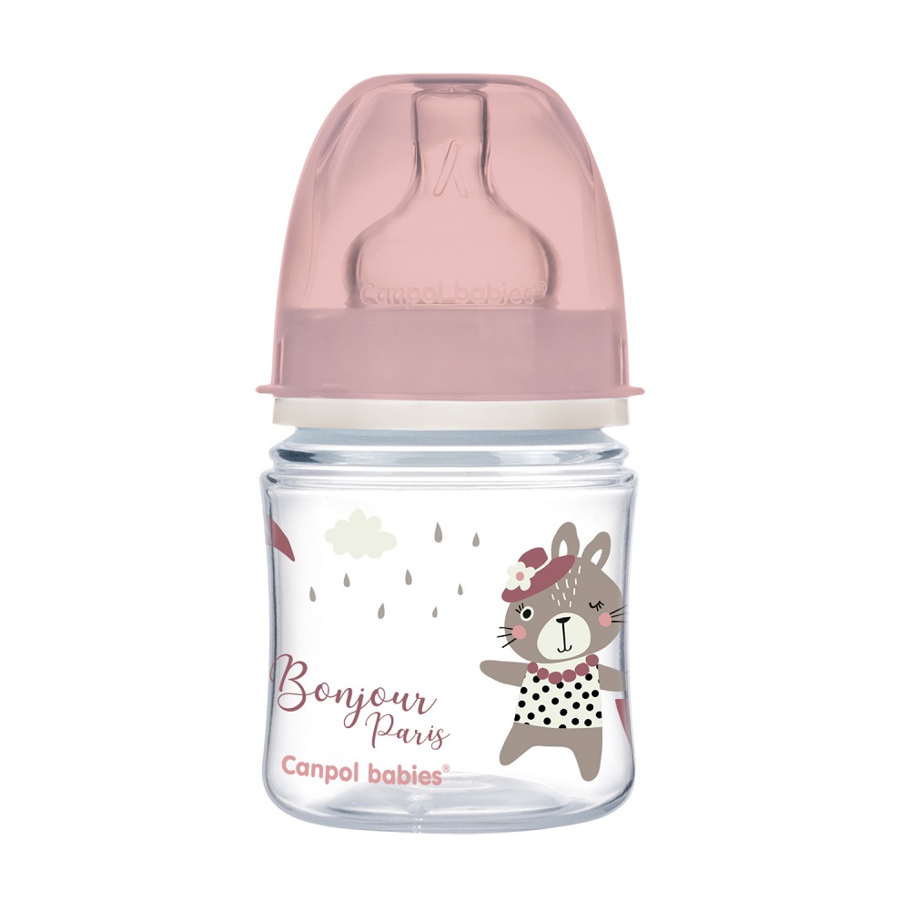 79043791681967340 EasyStart butelka szeroka antykolkowa Bonjour Paris Różowa 120ml - obrazek 1