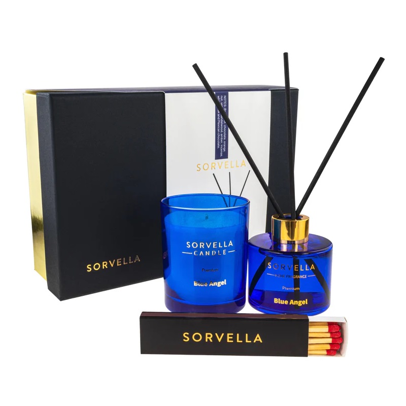 79128301730377800 Blue Angel zestaw dyfuzor zapachowy 120ml + świeca zapachowa 170g + zapałki - obrazek 1