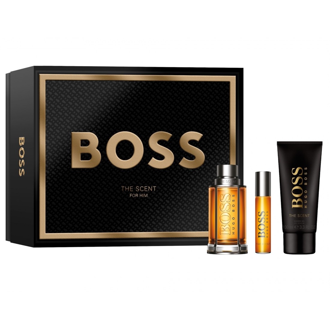 79311701730135192 Boss The Scent For Man zestaw woda toaletowa spray 100ml + woda toaletowa spray 10ml + żel pod prysznic 100ml - obrazek 1