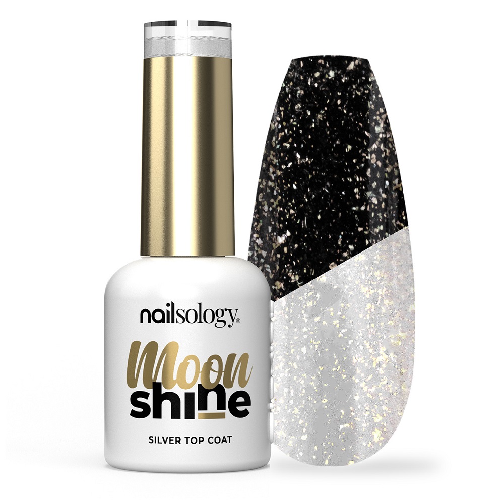 79316641766125045 Nailsology Moon Shine brokatowy top hybrydowy Srebrny 8ml - obrazek 1