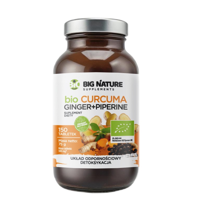 79391531763029435 Bio Curcuma Ginger + Piperine suplement diety 150 tabletek - obrazek 1