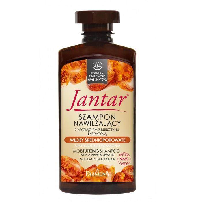 79961561686825067 Jantar szampon z wyciągiem z bursztynu i keratyną do włosów średnioporowatych 330ml - obrazek 1