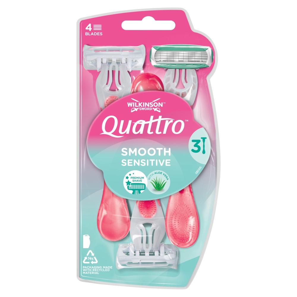 80154341694500893 Quattro Smooth Sensitive jednorazowe maszynki do golenia dla kobiet 3szt - obrazek 1
