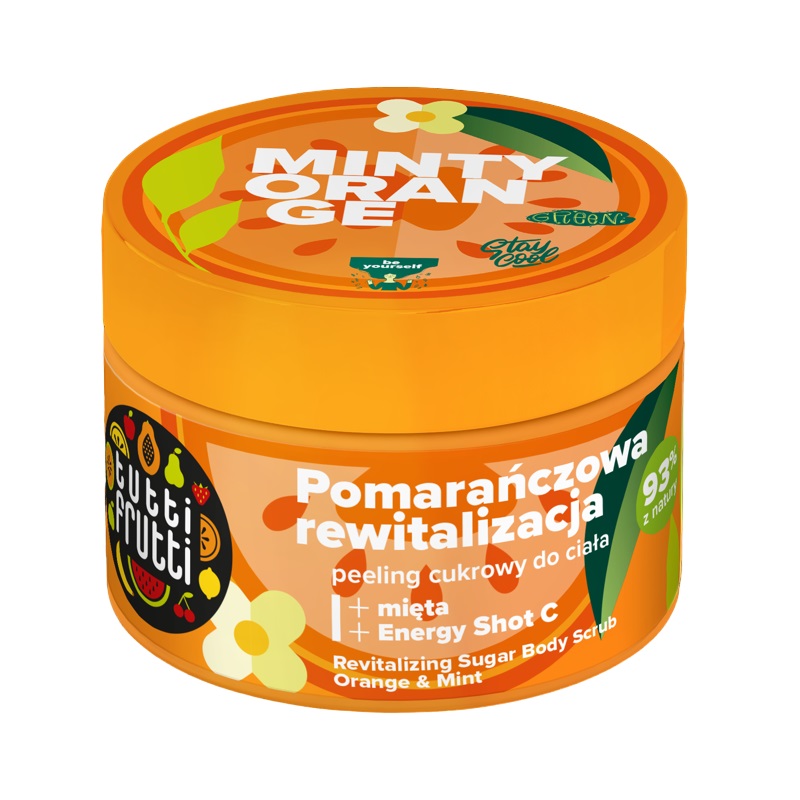 80162931692193556 Tutti Frutti rewitalizujący peeling cukrowy do ciała Pomarańcza i Mięta + Energy Shot C 300g - obrazek 1