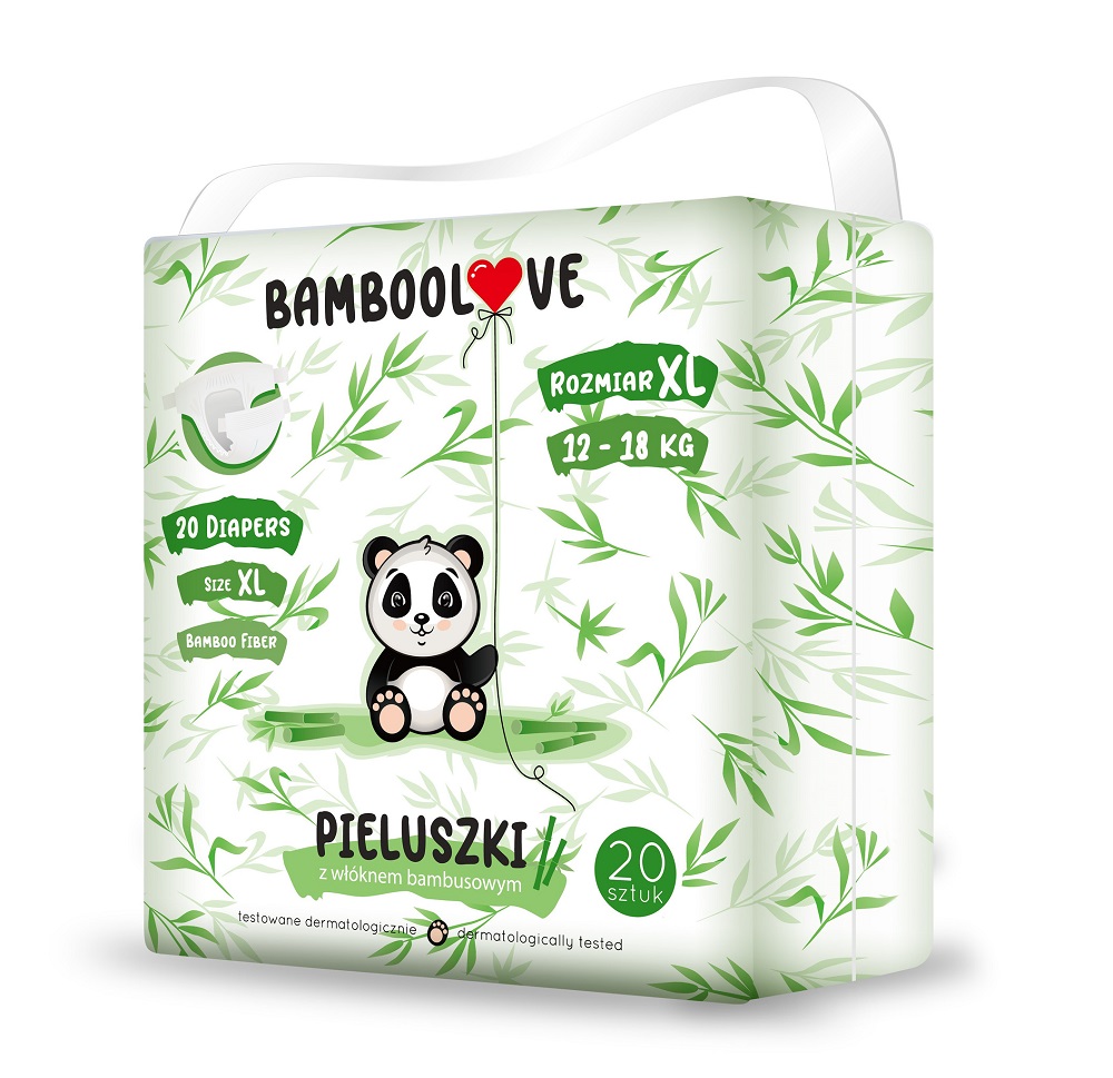 80204581615390310 Pieluszki jednorazowe z włóknem bambusowym rozm. XL (12-18 kg) 20szt - obrazek 1