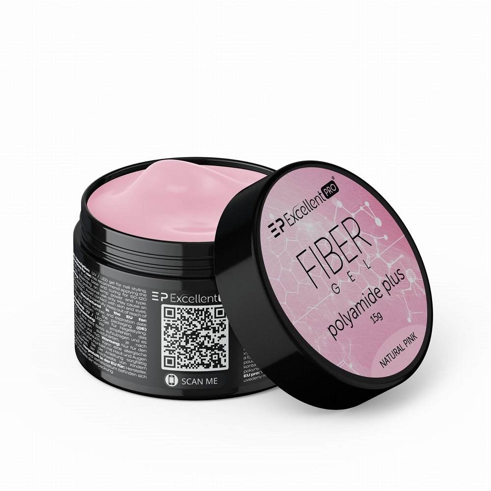 80250401761728584 Fiber Gel Polyamide Plus żel budujący Natural Pink 15g - obrazek 1