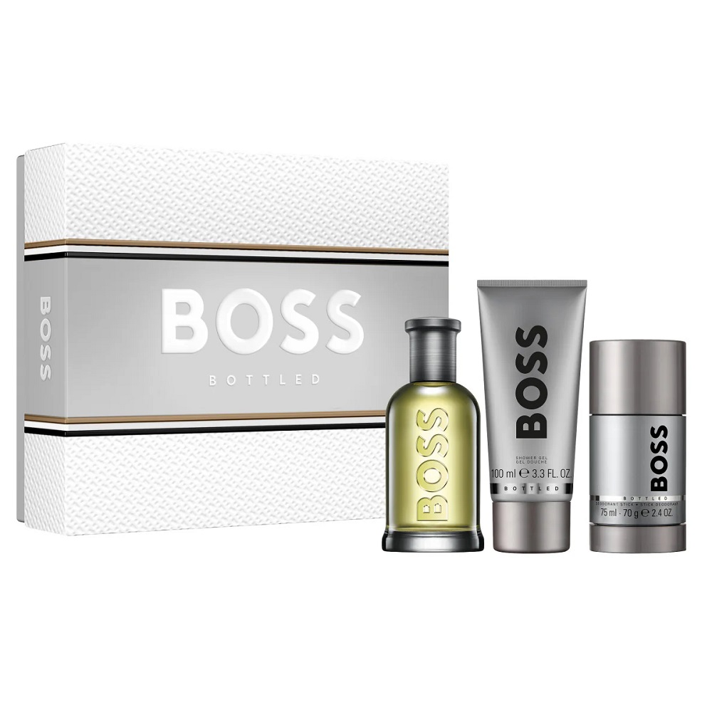 80392191765287050 Boss Bottled zestaw woda toaletowa spray 100ml + żel pod prysznic 100ml + dezodorant sztyft 75ml - obrazek 1