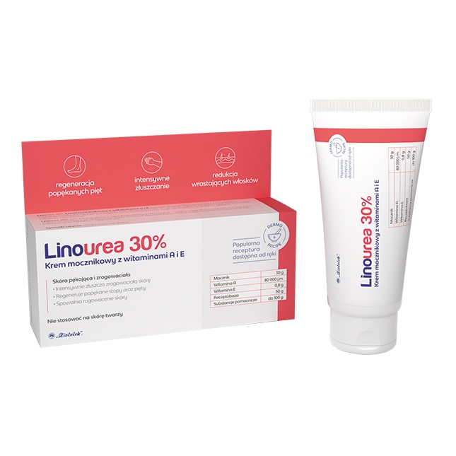 80548631760330606 Linourea 30% krem mocznikowy z witaminami A i E 50g - obrazek 1