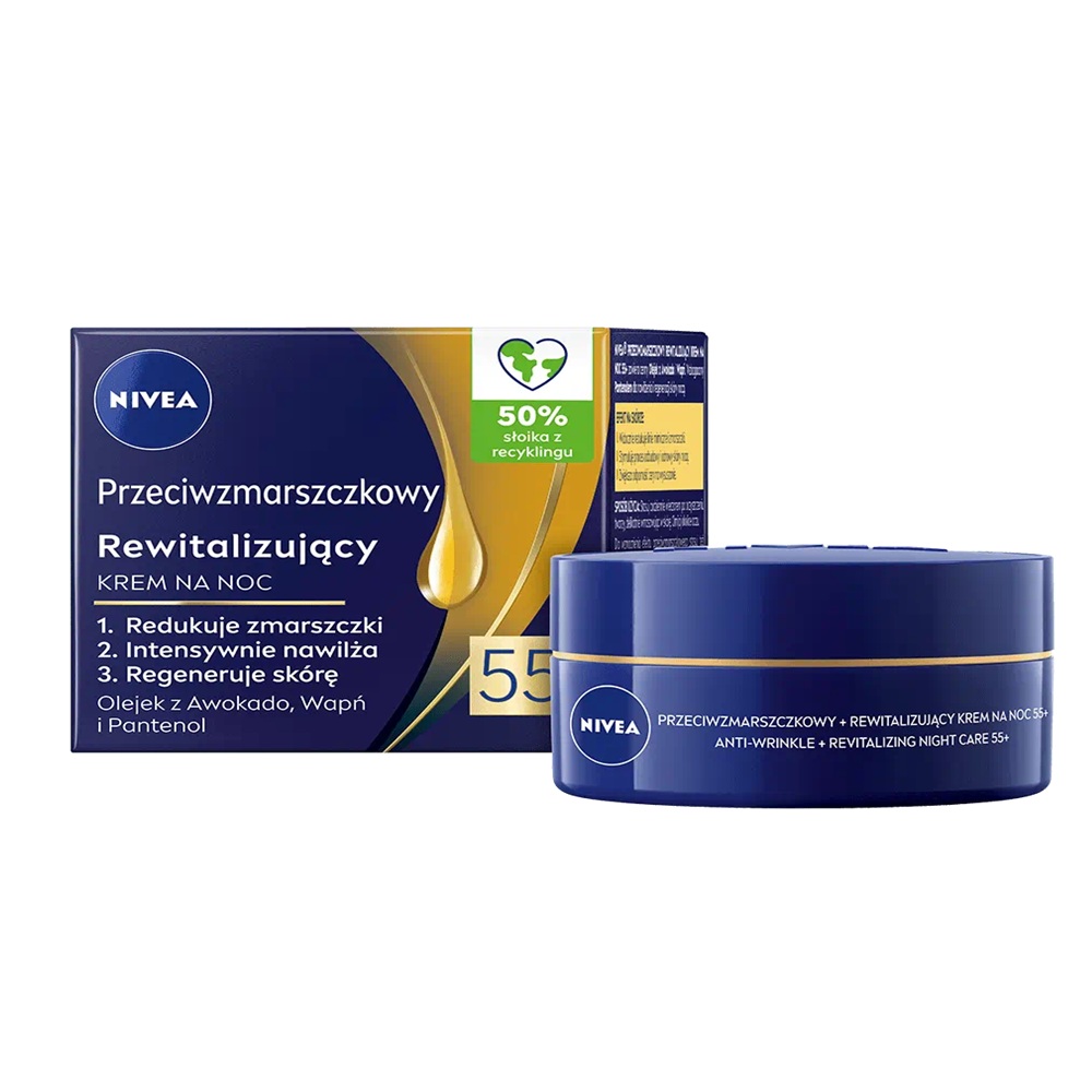 80983981751026377 Przeciwzmarszczkowy + Rewitalizujący krem na noc 55+ 50ml - obrazek 1