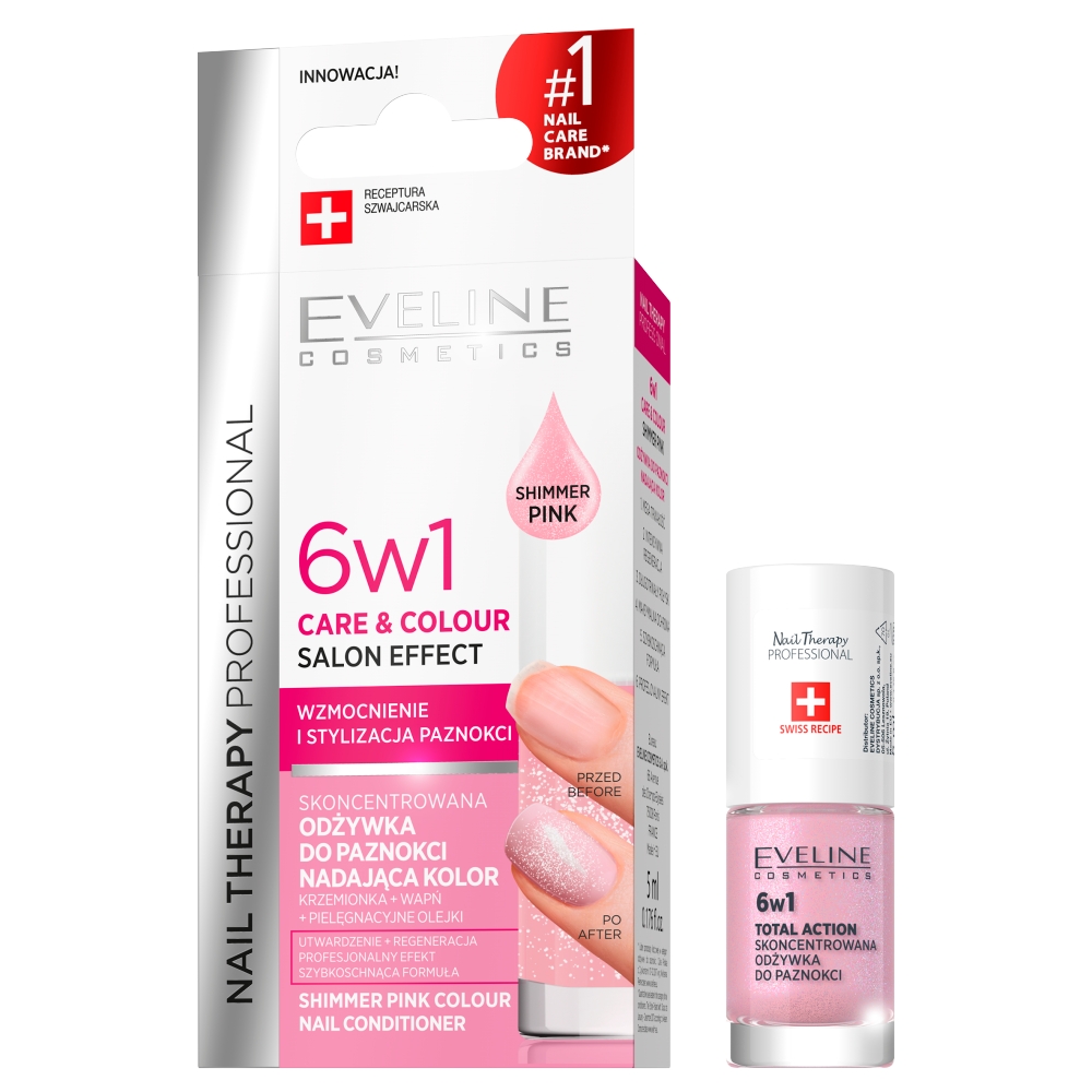 81236271647426822 Nail Therapy Professional 6w1 Care & Colour skoncentrowana odżywka do paznokci nadająca kolor Shimmer Pink 5ml - obrazek 1