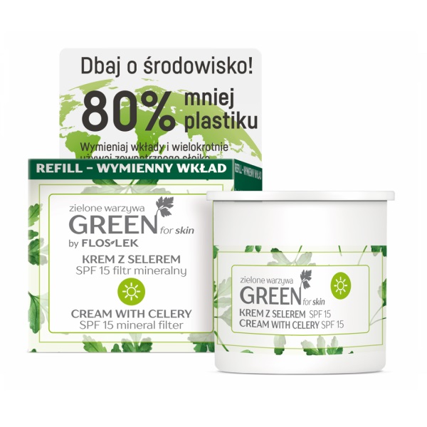 81395001611669260 Green For Skin Zielone Warzywa krem z selerem na dzień SPF15 filtr mineralny Refill 50ml - obrazek 1