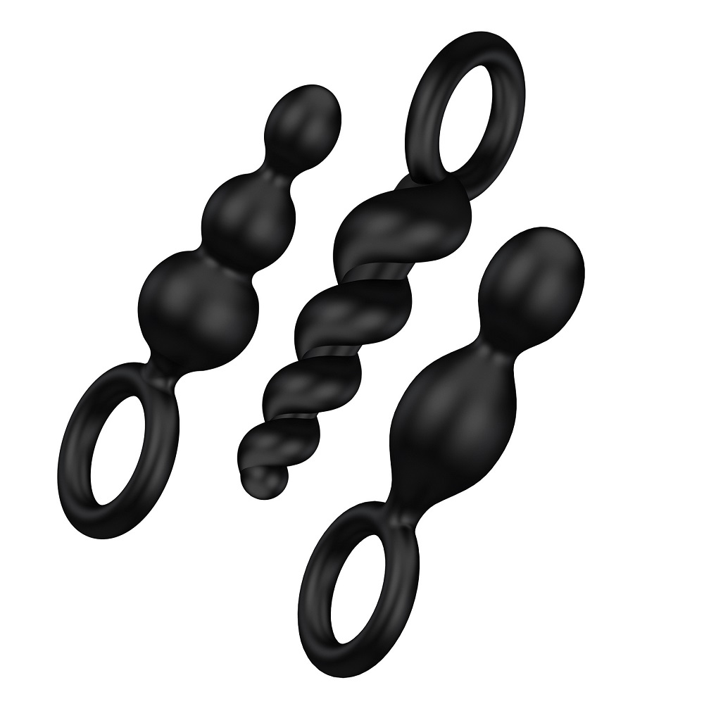 81831841646737038 Booty Call zestaw korków analnych o pobudzającej strukturze Black - obrazek 1