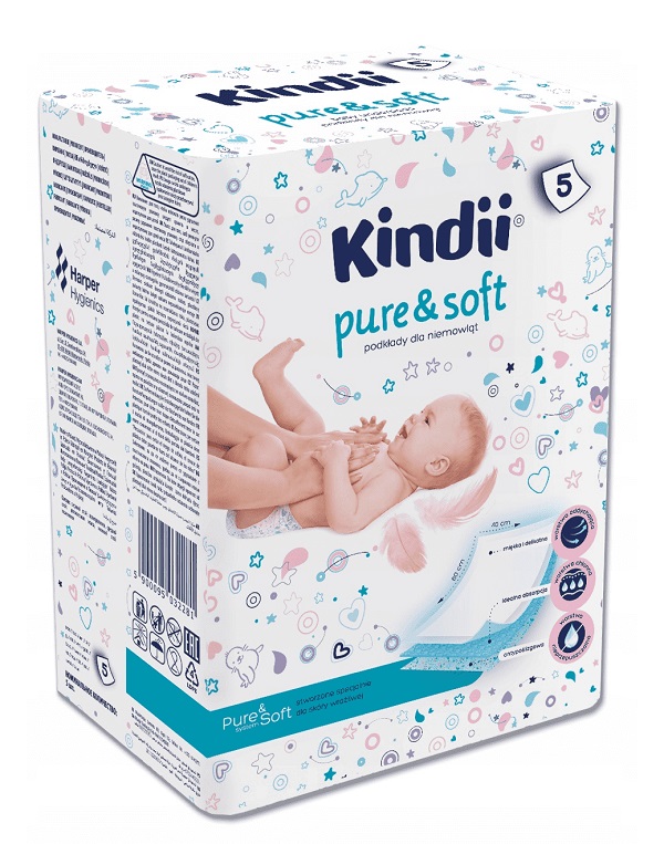 8184351628581253 Pure & Soft podkłady jednorazowe do przewijania niemowląt 5szt. - obrazek 1