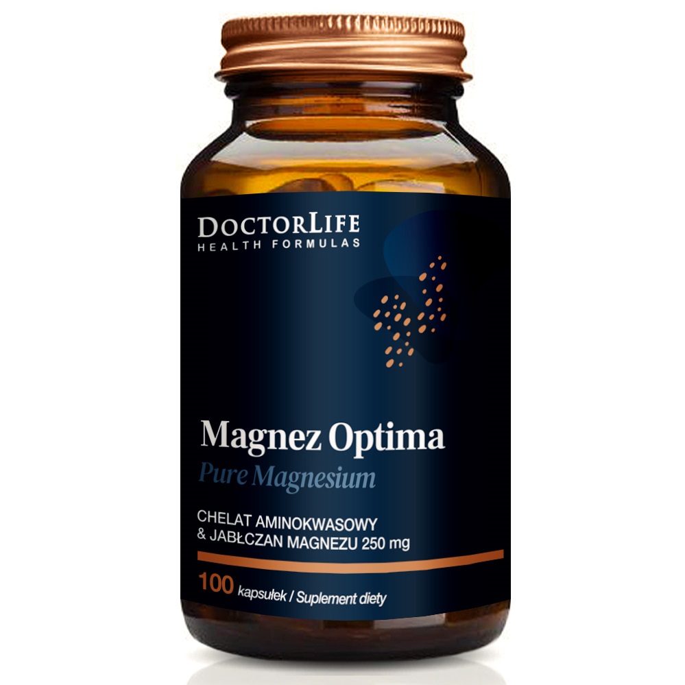 81972591686564095 Magnez Optima chelat aminokwasowy i Jabłczan Magnezu 200mg suplement diety 100 kapsułek - obrazek 1