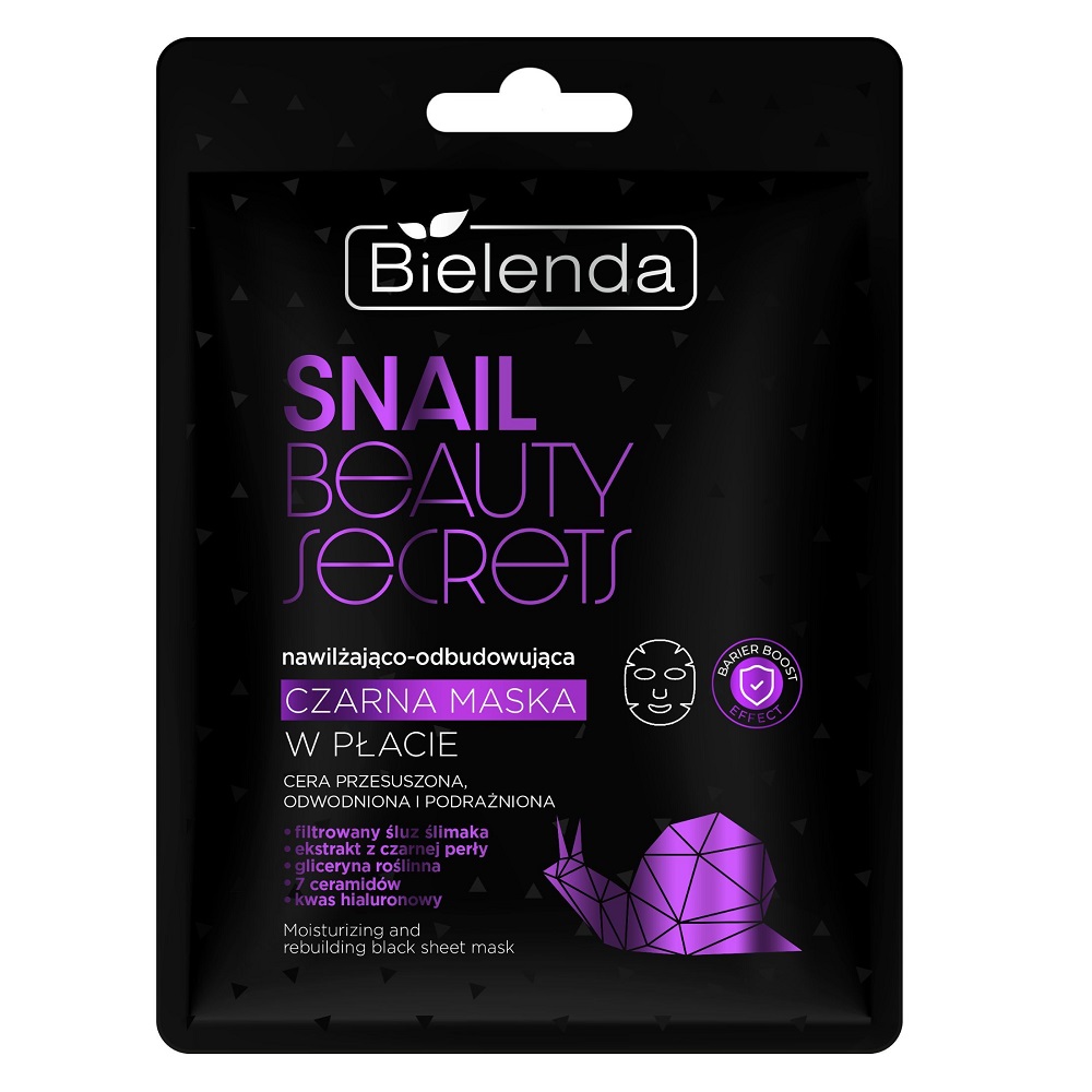 82085581728543275 Snail Beauty Secrets nawilżająco-odbudowująca czarna maska w płacie - obrazek 1