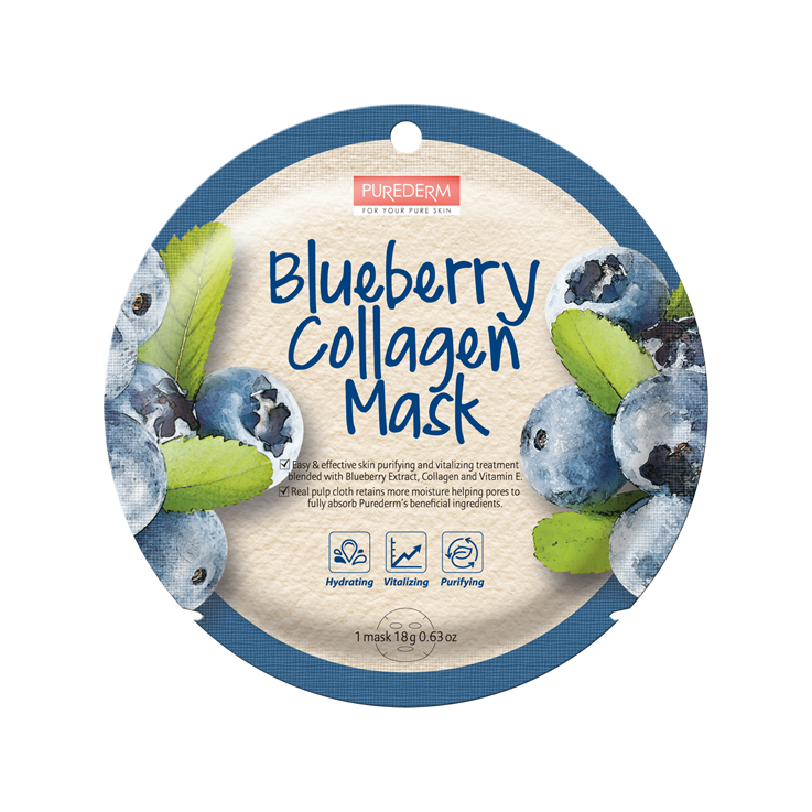 82272501595852130 Blueberry Collagen Mask maseczka kolagenowa w płacie Borówka 18g - obrazek 1