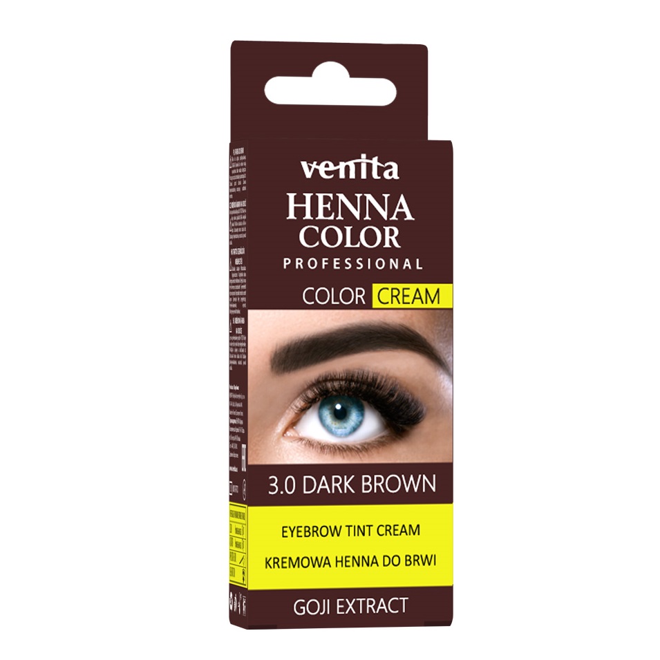 82406431659014485 Henna Color Cream henna do brwi i rzęs w kremie 3.0 Dark Brown 30g - obrazek 1